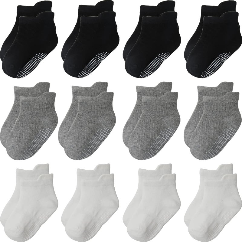 Aroveea Non Slip Grip Ankle Baby Socks 12 Pack for Toddler Boys and Girls Kids Socks Infant Cute Cotton Baby Socks - Image 1